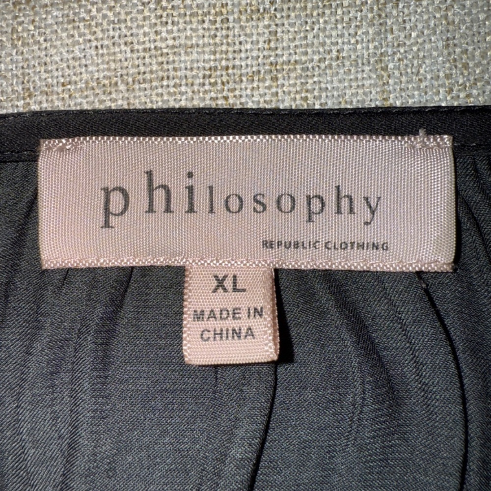 Philosophy | Black Silky Long Sleeve Blouse | Size XL - Picture 4 of 8